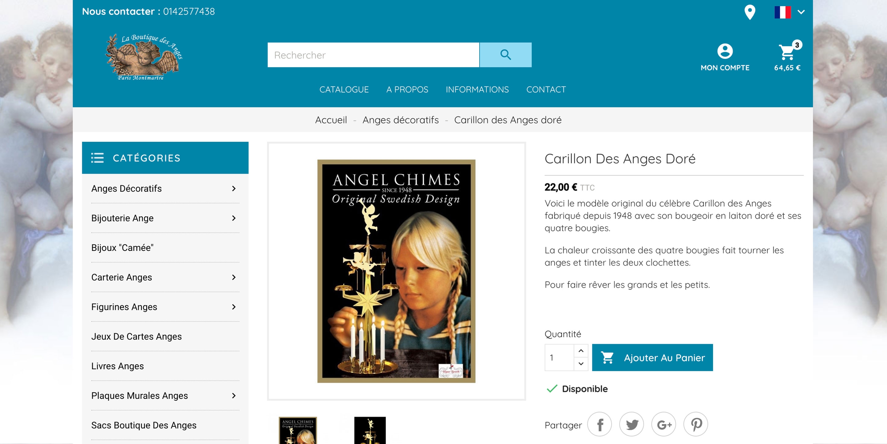La Boutique des Anges, version desktop